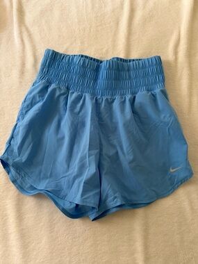 Nike | Dry/Fit | Women's Light Blue Athletic Running Shorts with Smocked Waist